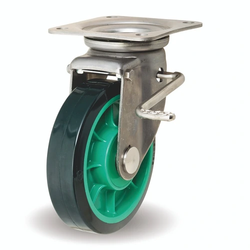 Stainless Steel Casters, Freely Swiveling, Stopper with JSZ Metal Fittings, UP/JSZ