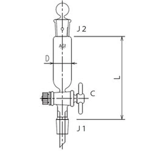 223010746724_0 Semi-Micro Cylindrical Separatory Funnel With Ground Glass Joint PTFE Stopcock 25 mL - Image 1