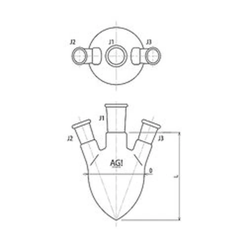 PID-189732_0 Three-Necked Pear-Shaped Flask, 2,000 mL, 3234-2 Series - Image 1