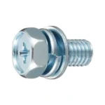 Hex Upset Machine Screw With Built-In Spring and Compact Plain Washer (SW + ISO Compact Plain W)