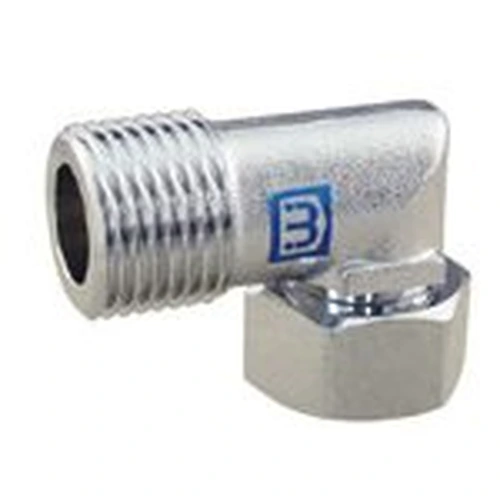 S2TLNK_0 Auxiliary Material for Piping, Fitting, and Plumbing, Fitting for Water Supply Piping, Plated Fittings - Elbow with Cap Nut for Flexible Pipes (Smaller Curve) - Image 1